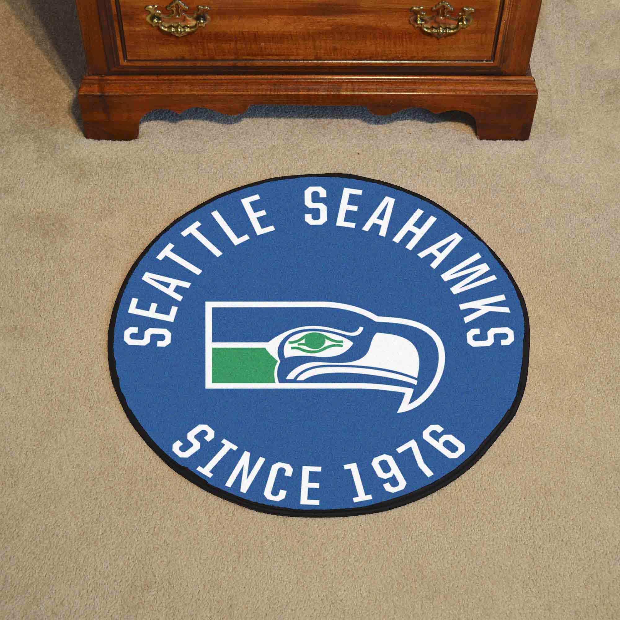 Seattle Seahawks Roundel Rug - 27in. Diameter, NFL Vintage