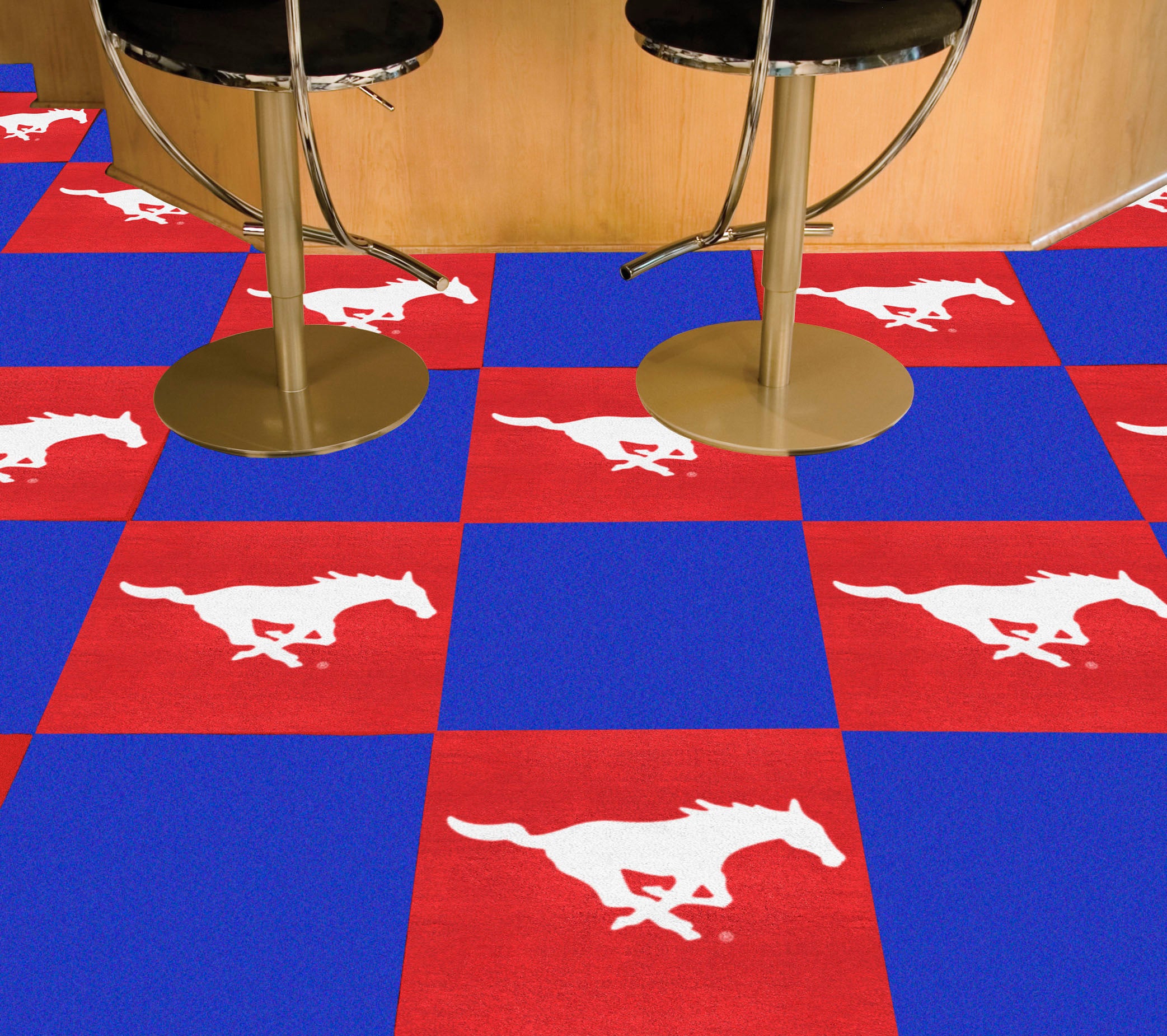 SMU Mustangs Team Carpet Tiles - 45 Sq Ft.