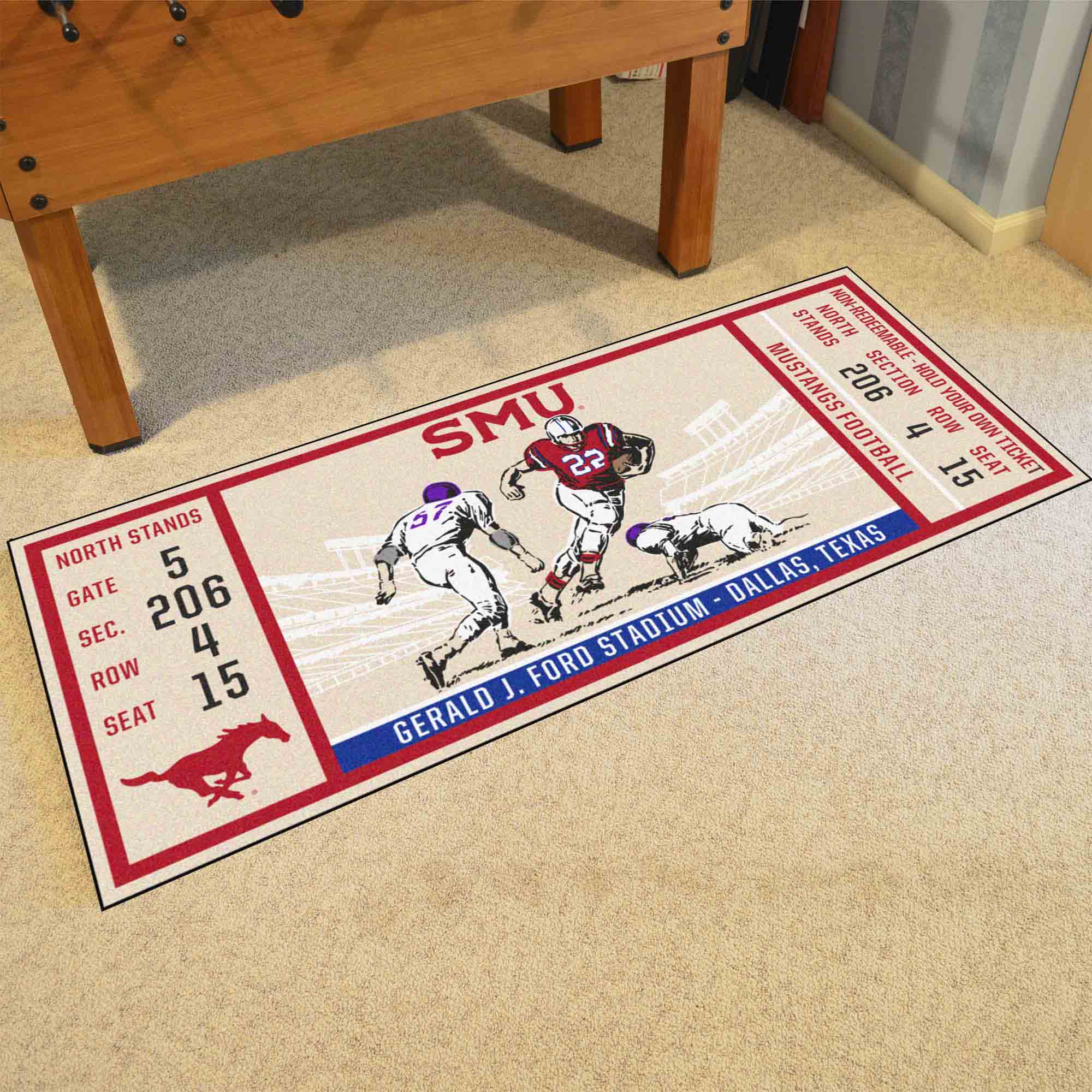 SMU Mustangs Ticket Runner Rug - 30in. x 72in.