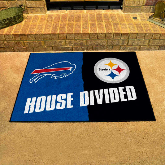 NFL House Divided - Bills / Steelers House Divided Rug - 34 in. x 42.5 in. - NFL House Divided - Bills / Steelers