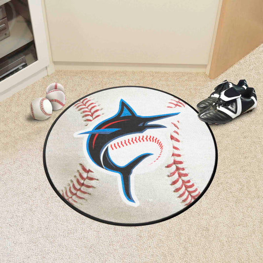 Miami Marlins Baseball Rug - 27in. Diameter