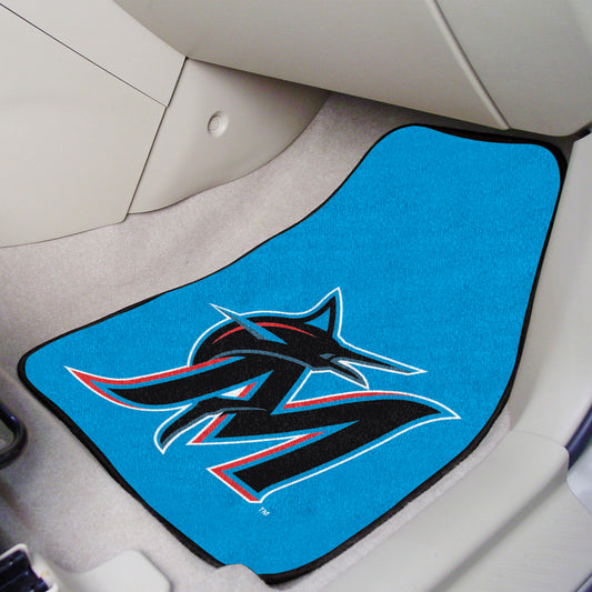 Miami Marlins Front Carpet Car Mat Set - 2 Pieces