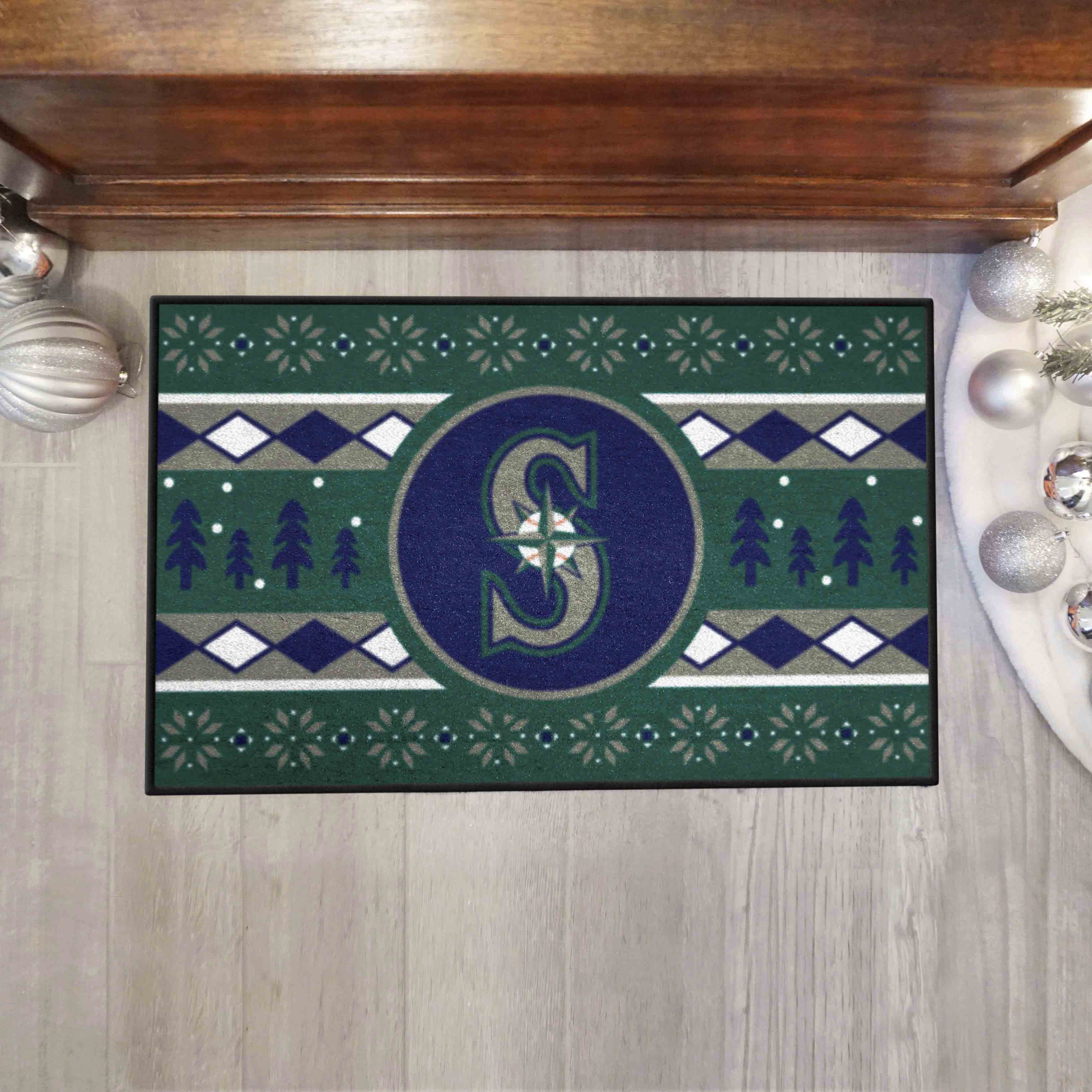 Seattle Mariners Holiday Sweater Starter Mat Accent Rug - 19in. x 30in.