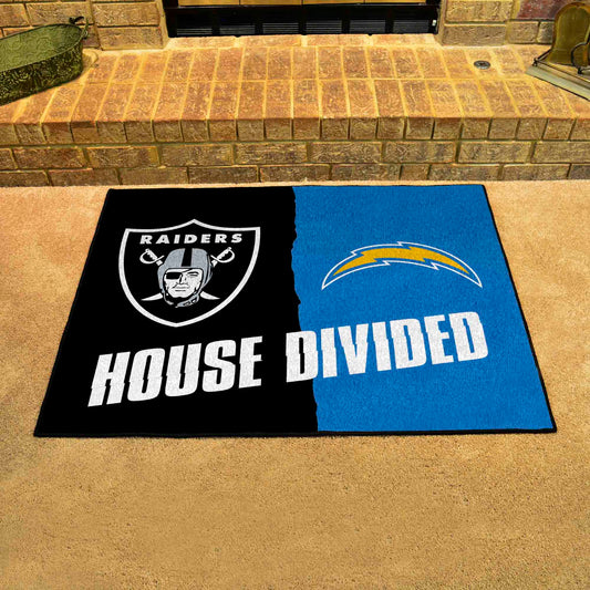 NFL House Divided - Raiders / Chargers House Divided Rug - 34 in. x 42.5 in. - NFL House Divided - Raiders / Chargers