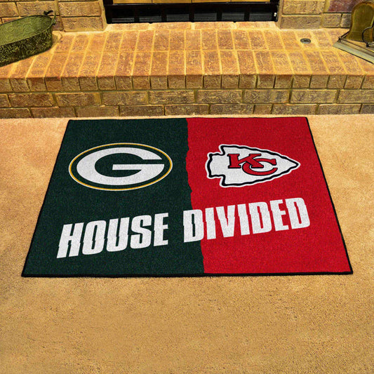 NFL House Divided - Packers / Cheifs House Divided Rug - 34 in. x 42.5 in. - NFL House Divided - Packers / Chiefs