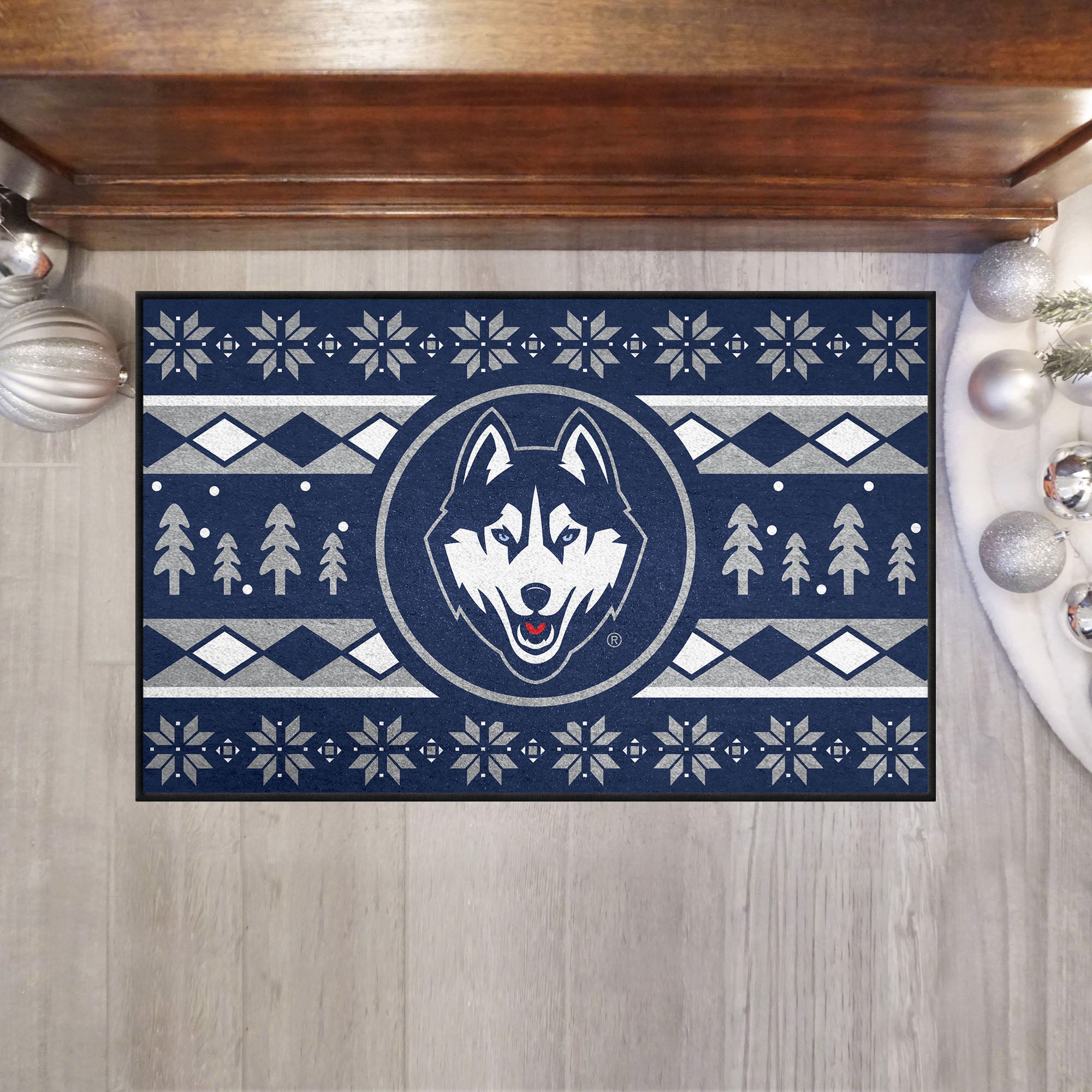 UConn Huskies Holiday Sweater Starter Mat Accent Rug - 19in. x 30in.