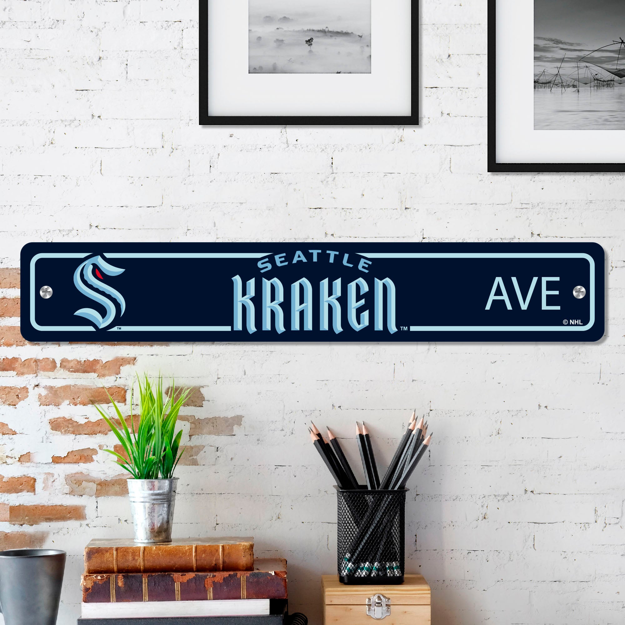 Seattle Kraken Team Color Street Sign Décor 4in. X 24in. Lightweight