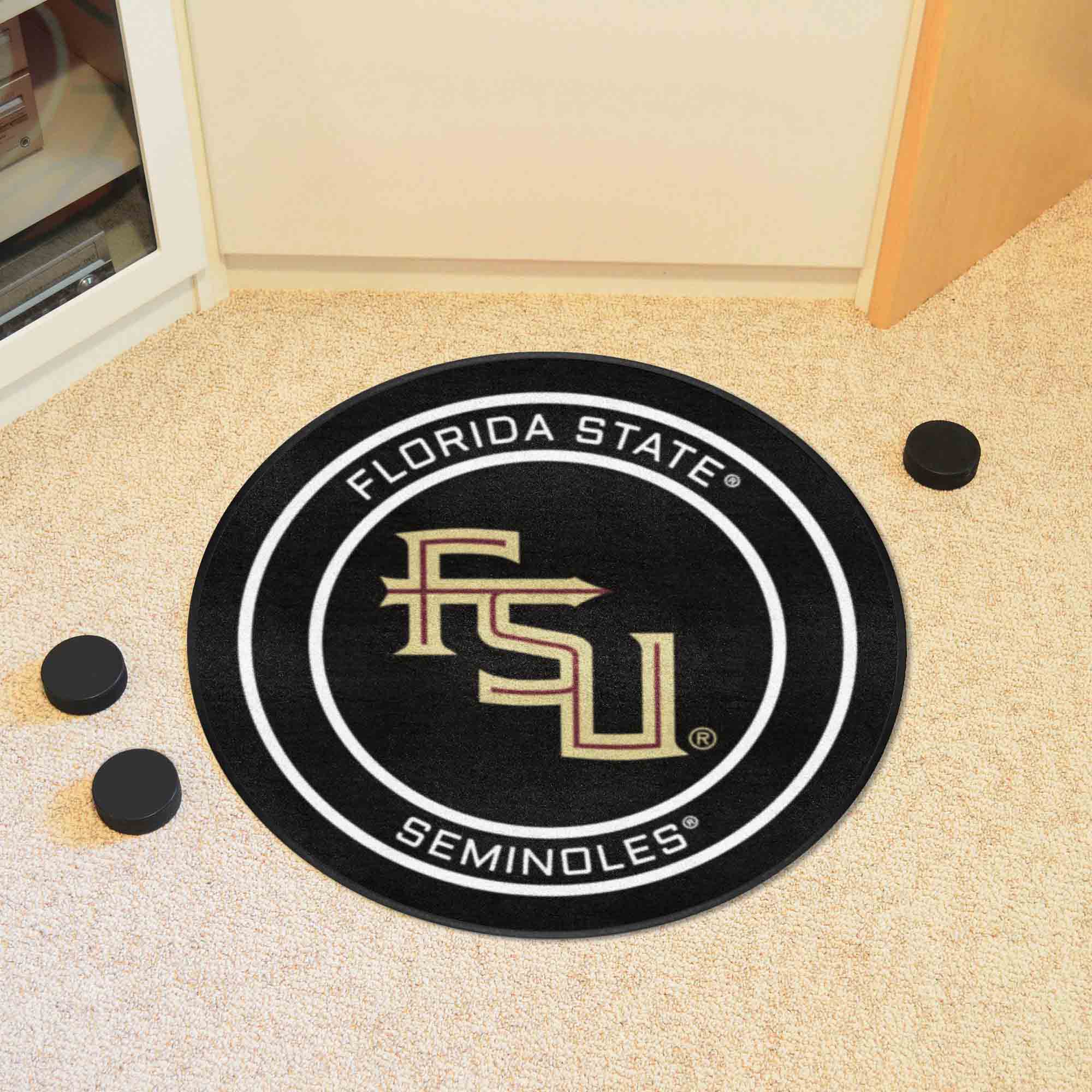 Florida State Hockey Puck Rug - 27in. Diameter