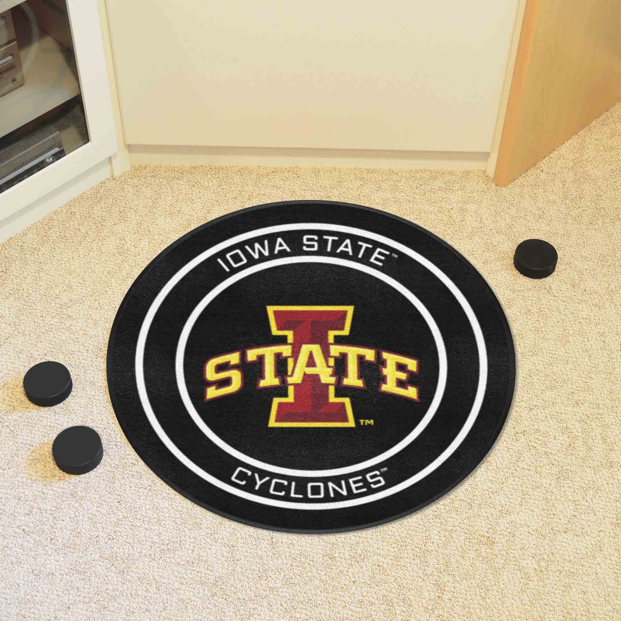 Iowa State Hockey Puck Rug - 27in. Diameter