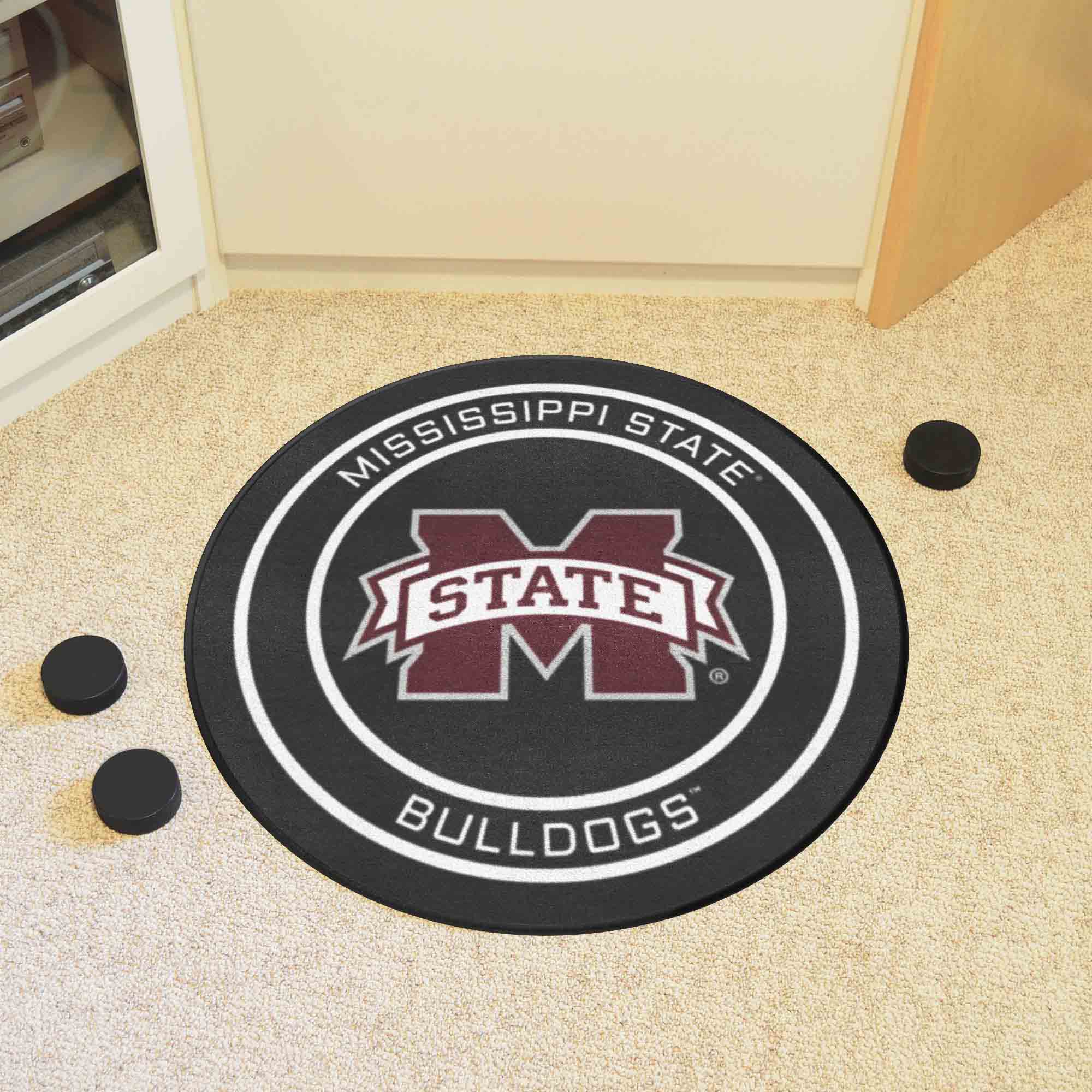 Mississippi State Hockey Puck Rug - 27in. Diameter