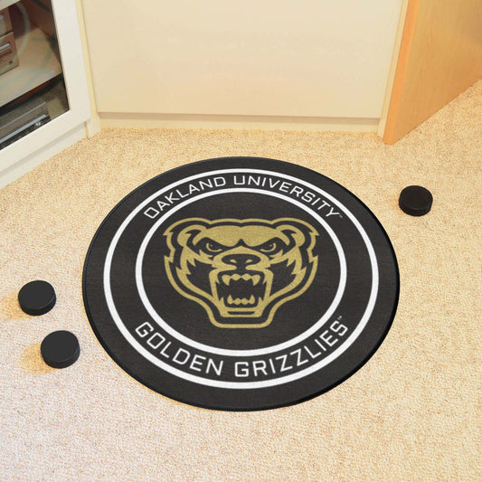 Oakland Golden Grizzlies Hockey Puck Rug - 27in. Diameter