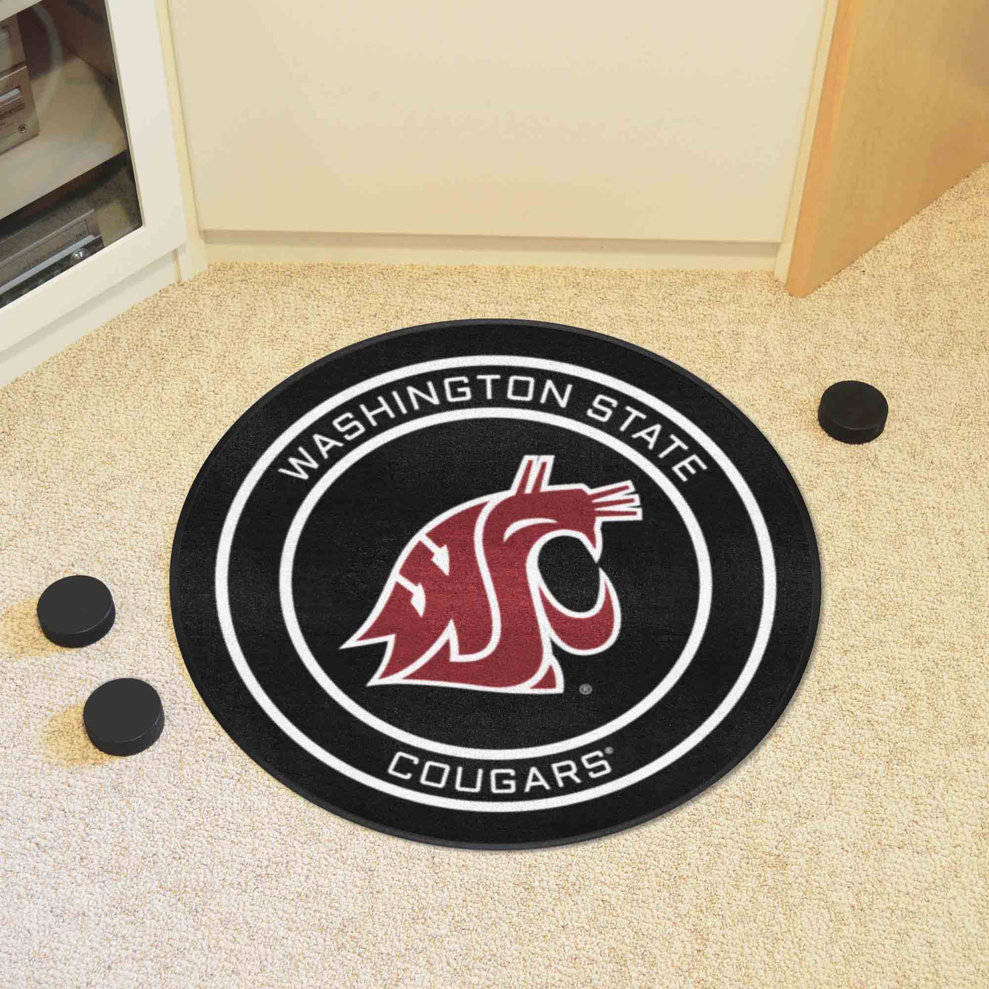 Washington State Hockey Puck Rug - 27in. Diameter