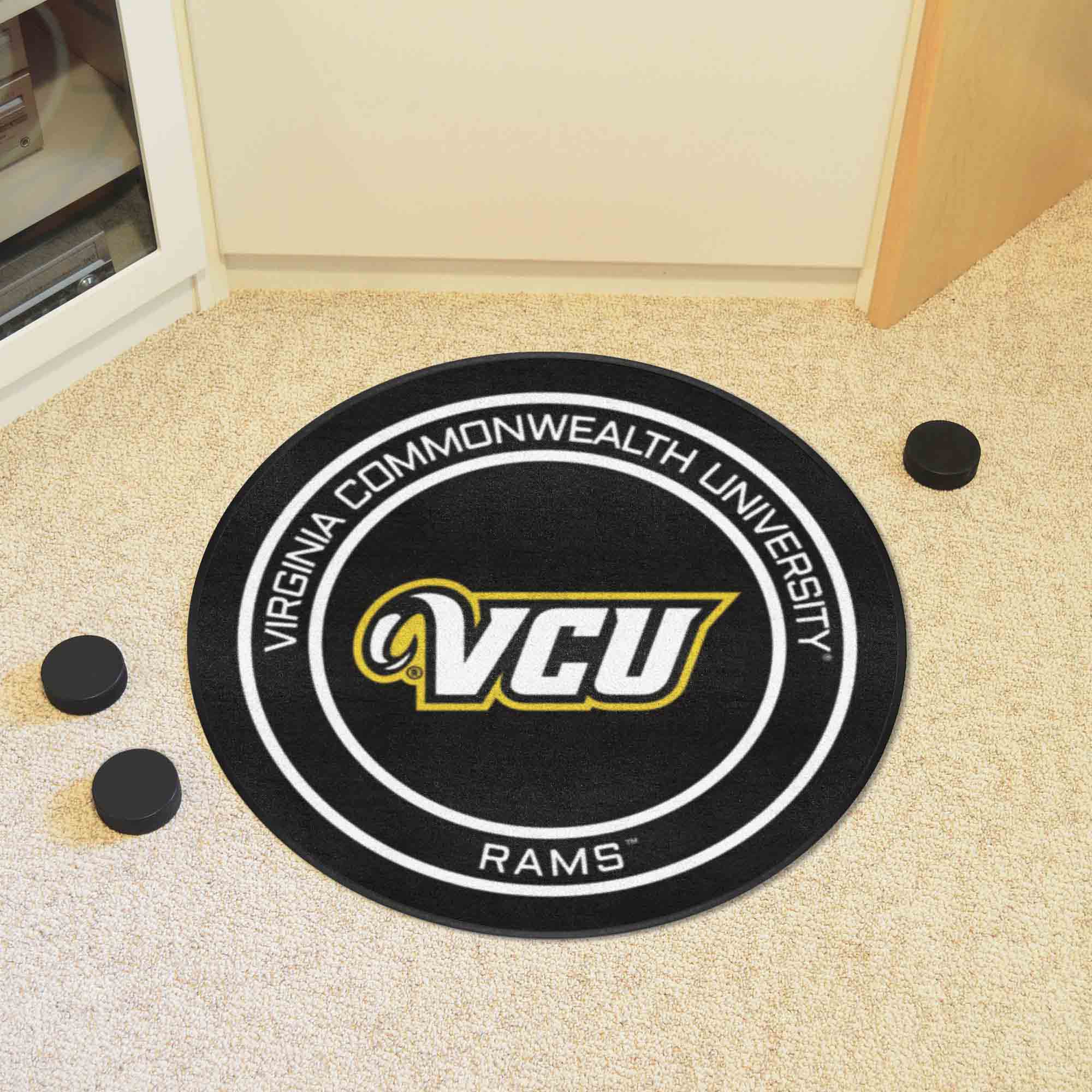 VCU Hockey Puck Rug - 27in. Diameter