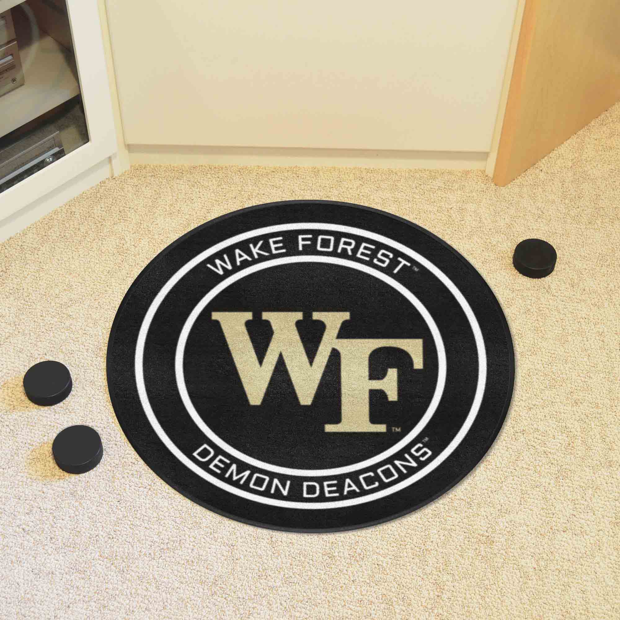 Wake Forest Hockey Puck Rug - 27in. Diameter