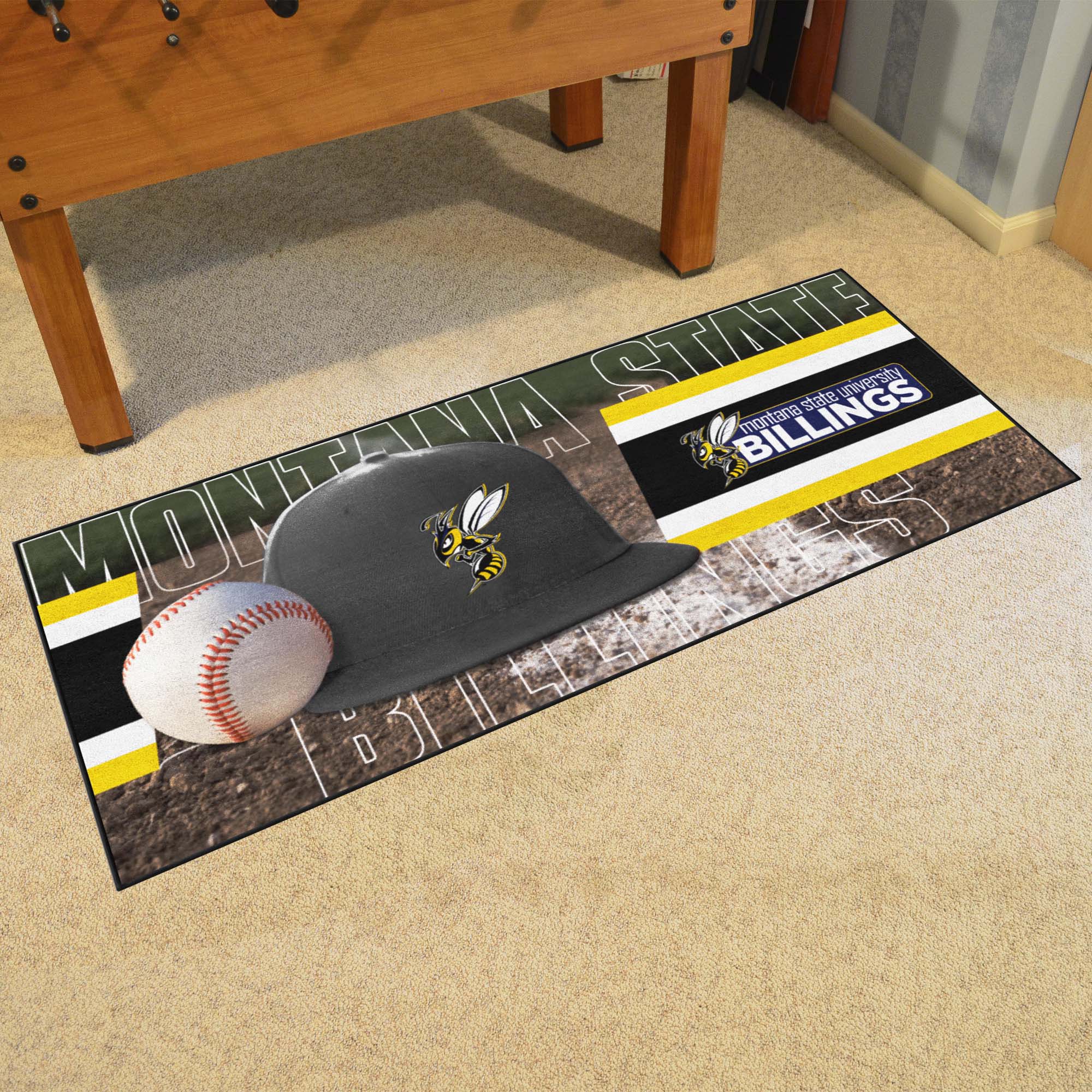 Montana State Billings Yellow Jackets Baseball Runner Rug - 30in. x 72in.