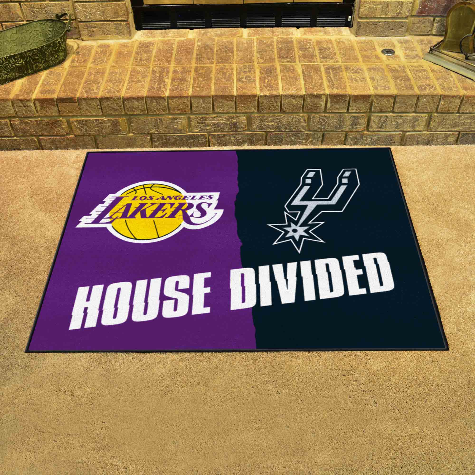 NBA House Divided - LA Lakers / Spurs House Divided Rug - 34 in. x 42.5 in. - NBA House Divided - Lakers / Spurs