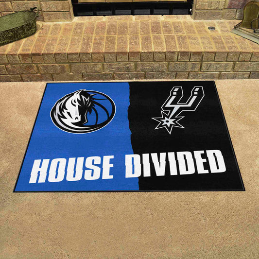 NBA House Divided - Mavericks / Spurs House Divided Rug - 34 in. x 42.5 in. - NBA House Divided - Mavericks / Spurs