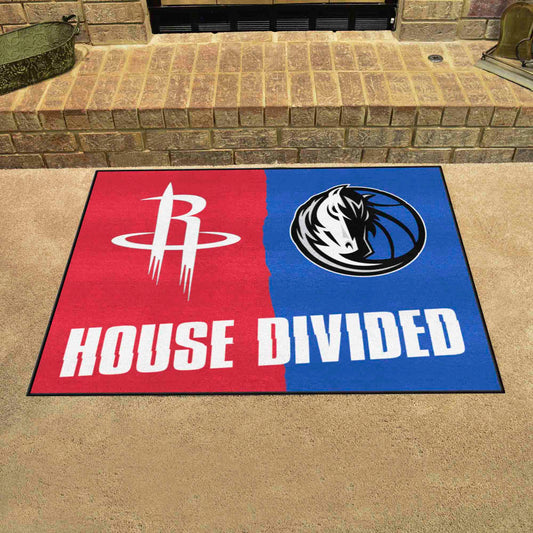 NBA House Divided - Houston Rockets / Mavericks House Divided Rug - 34 in. x 42.5 in. - NBA House Divided - Rockets / Mavericks