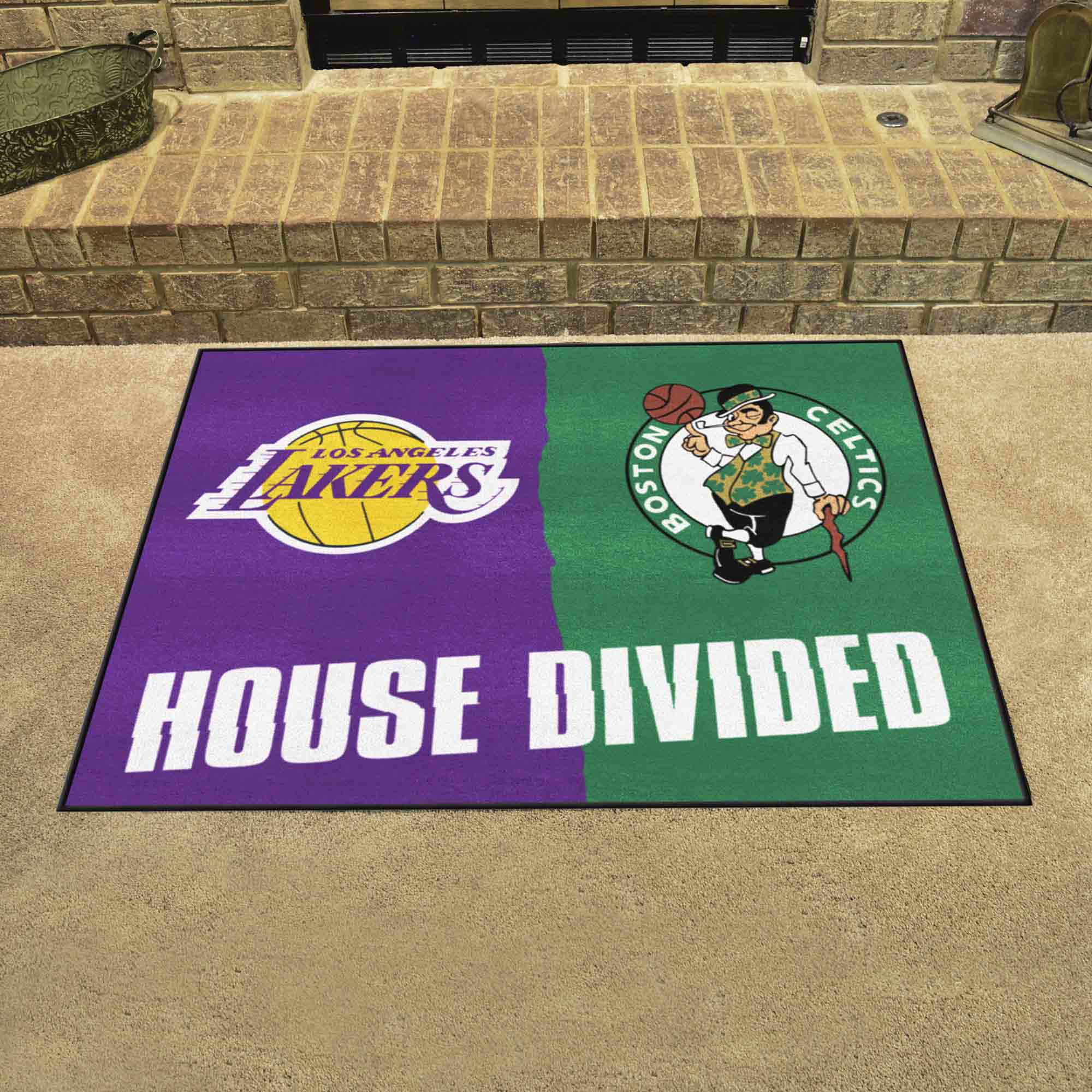 NBA House Divided - LA Lakers / Celtics House Divided Rug - 34 in. x 42.5 in. - NBA House Divided - Lakers / Celtics