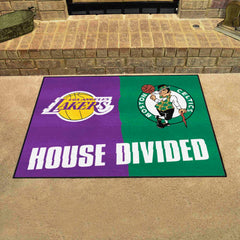 NBA House Divided - LA Lakers / Celtics House Divided Rug - 34 in. x 42.5 in. - NBA House Divided - Lakers / Celtics