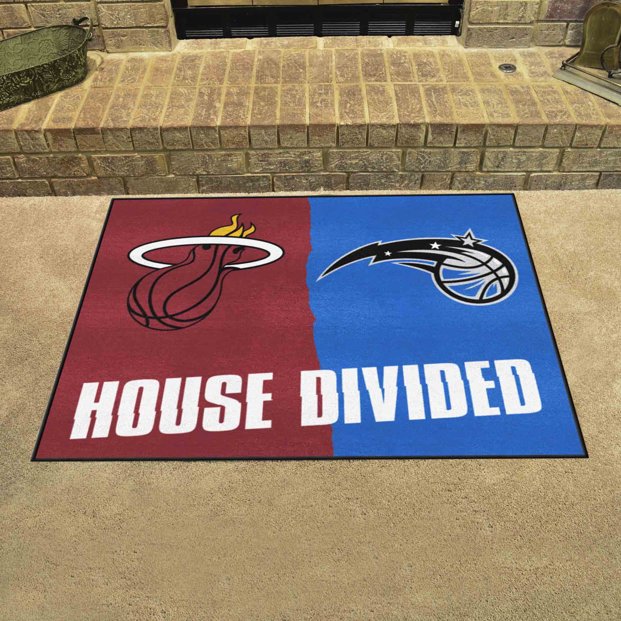 NBA House Divided -Miami Heat / Orlando Magic House Divided Rug - 34 in. x 42.5 in. - NBA House Divided - Heat / Magic