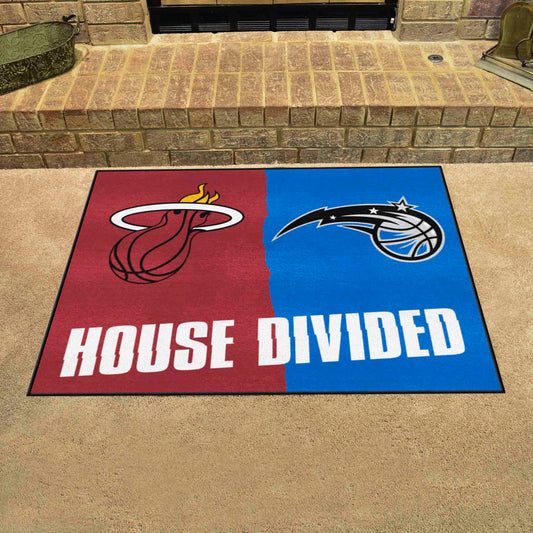 NBA House Divided -Miami Heat / Orlando Magic House Divided Rug - 34 in. x 42.5 in. - NBA House Divided - Heat / Magic