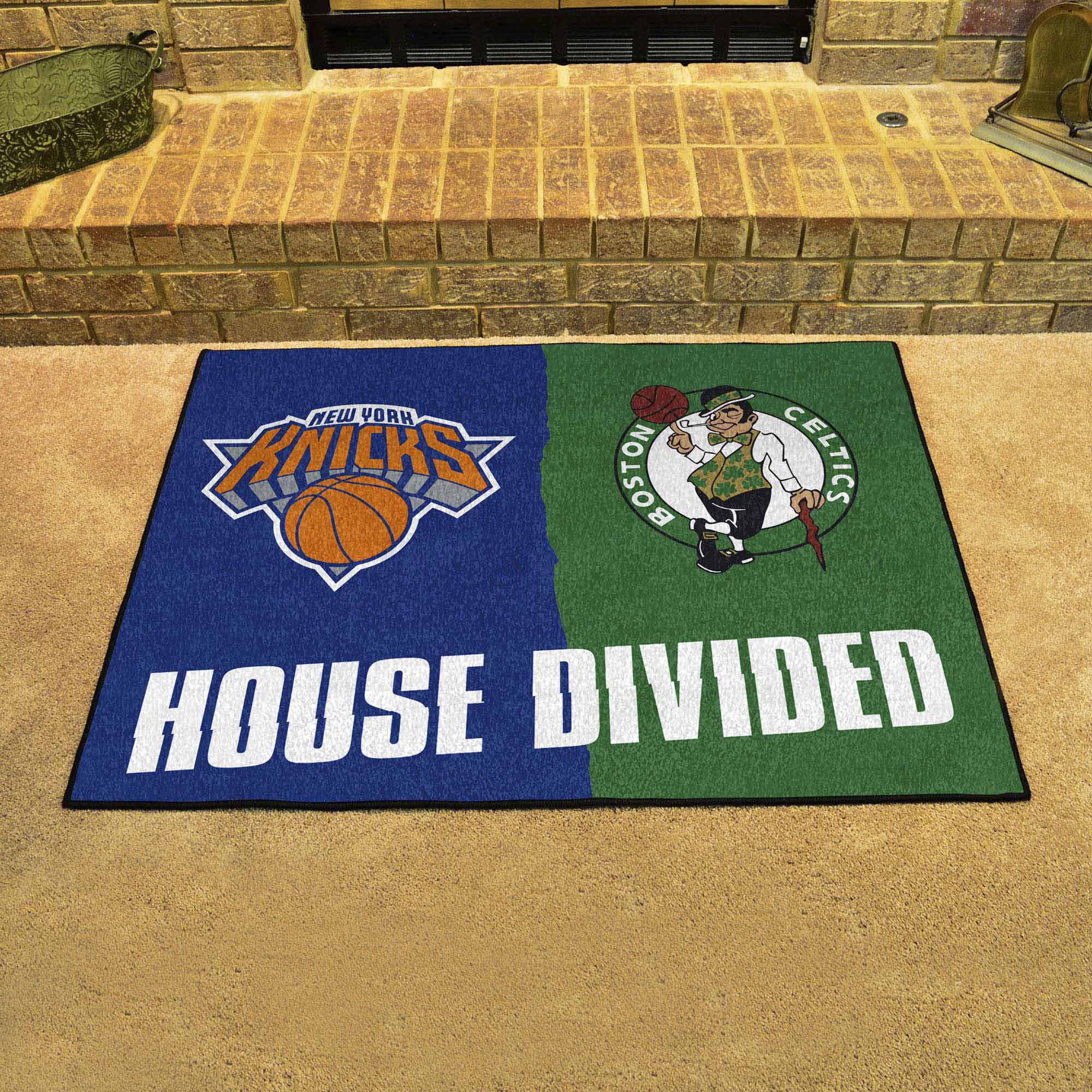 NBA House Divided - New York Knicks / Celtics House Divided Rug - 34 in. x 42.5 in. - NBA House Divided - Knicks / Celtics