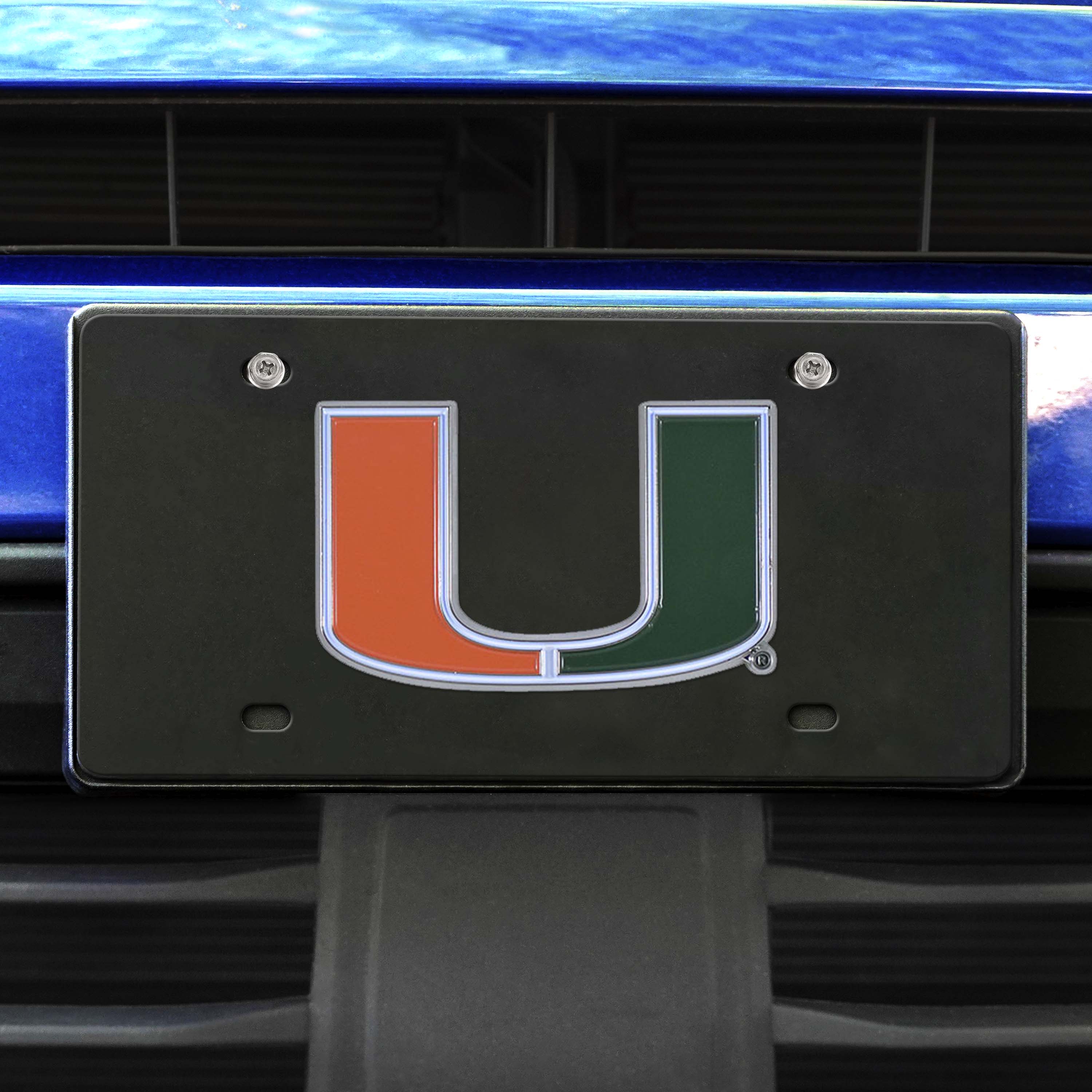 Miami Hurricanes 3D Black License Plate