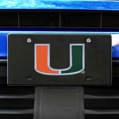 Miami Hurricanes 3D Black License Plate