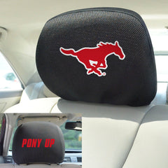 SMU Mustangs Embroidered Head Rest Cover Set - 2 Pieces