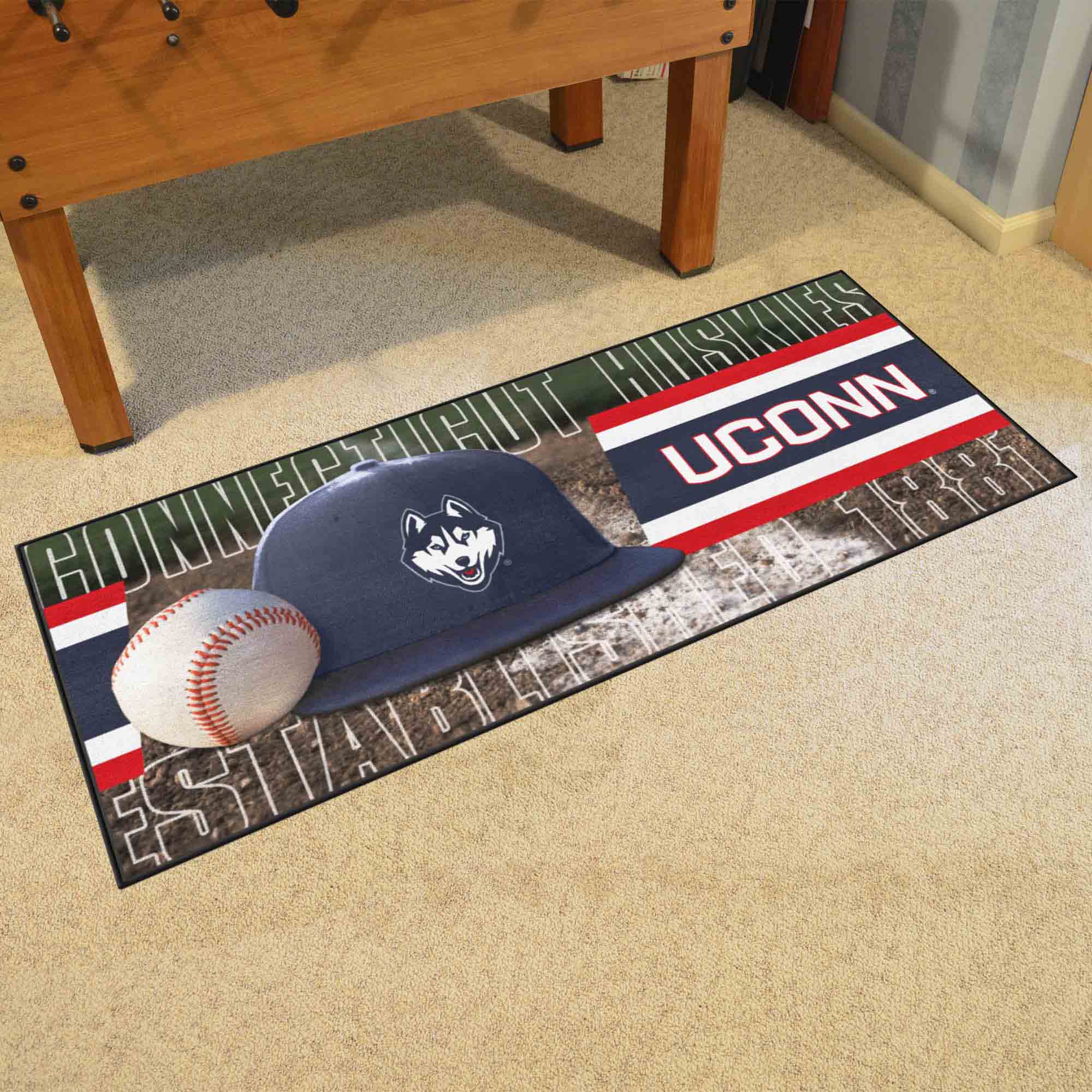 UConn Huskies Baseball Runner Rug - 30in. x 72in.