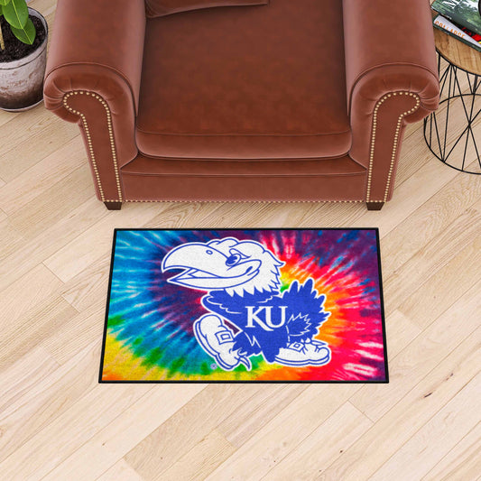 Kansas Jayhawks Tie Dye Starter Mat Accent Rug - 19in. x 30in.