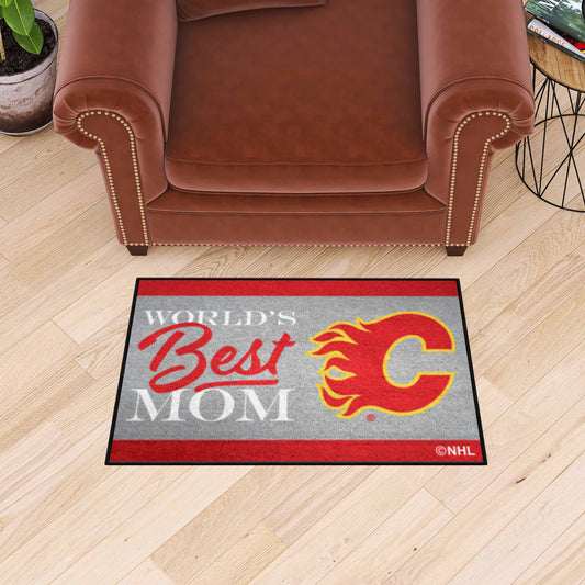 Calgary Flames World's Best Mom Starter Mat Accent Rug - 19in. x 30in. - Calgary Flames