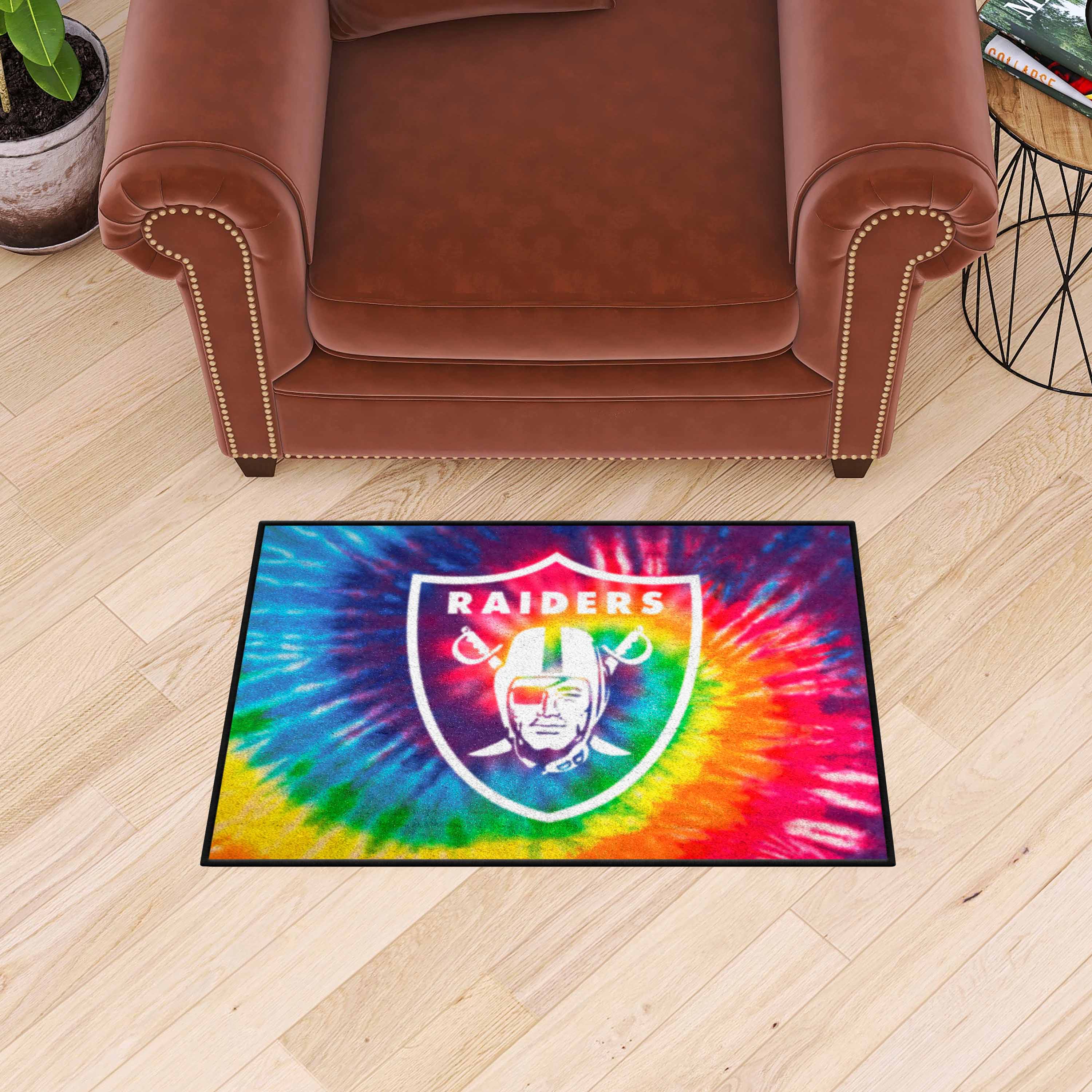 Las Vegas Raiders Tie Dye Starter Mat Accent Rug - 19in. x 30in.