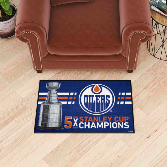 Alfombra decorativa de inicio Dynasty de los Edmonton Oilers: 19 x 30 pulgadas.