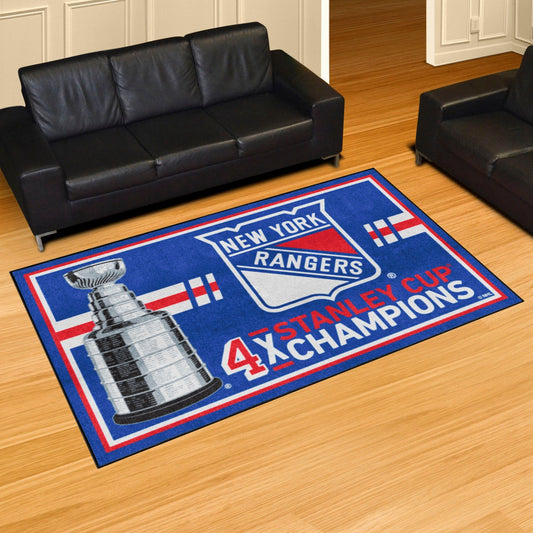 New York Rangers Dynasty 5ft. x 8ft. Plush Area Rug - New York Rangers