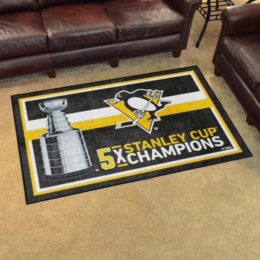 Pittsburgh Penguins Dynasty 4ft. x 6ft. Plush Area Rug