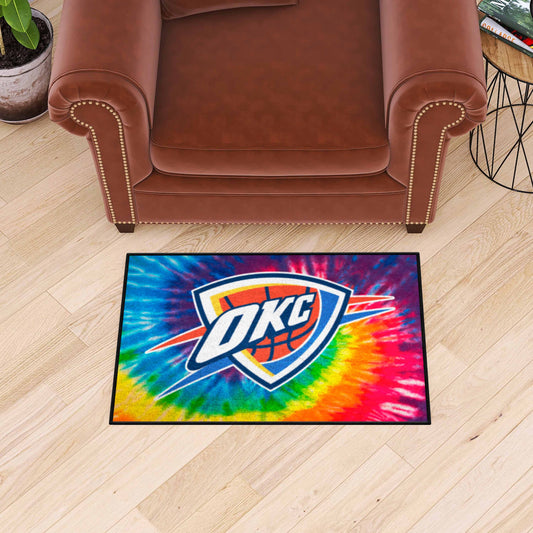 Oklahoma City Thunder Tie Dye Starter Mat Accent Rug - 19in. x 30in.