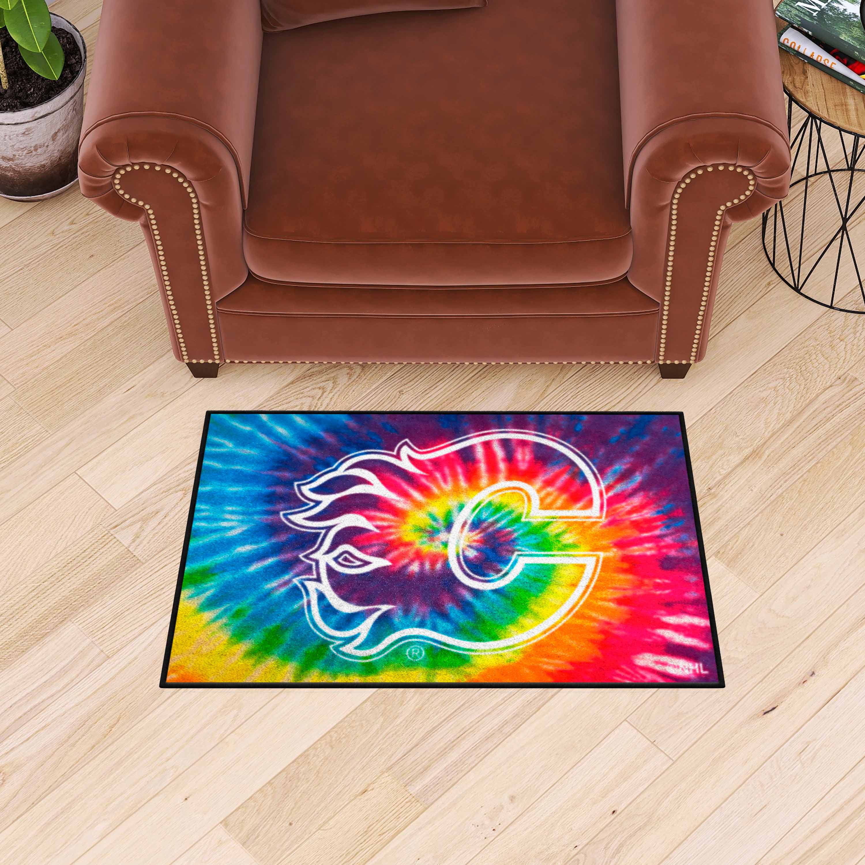 Calgary Flames Tie Dye Starter Mat Accent Rug - 19in. x 30in. - Calgary Flames