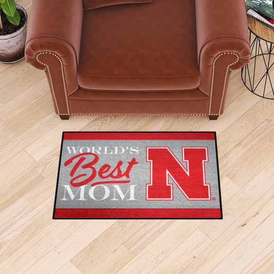 Nebraska Cornhuskers World's Best Mom Starter Mat Accent Rug - 19in. x 30in. - Nebraska