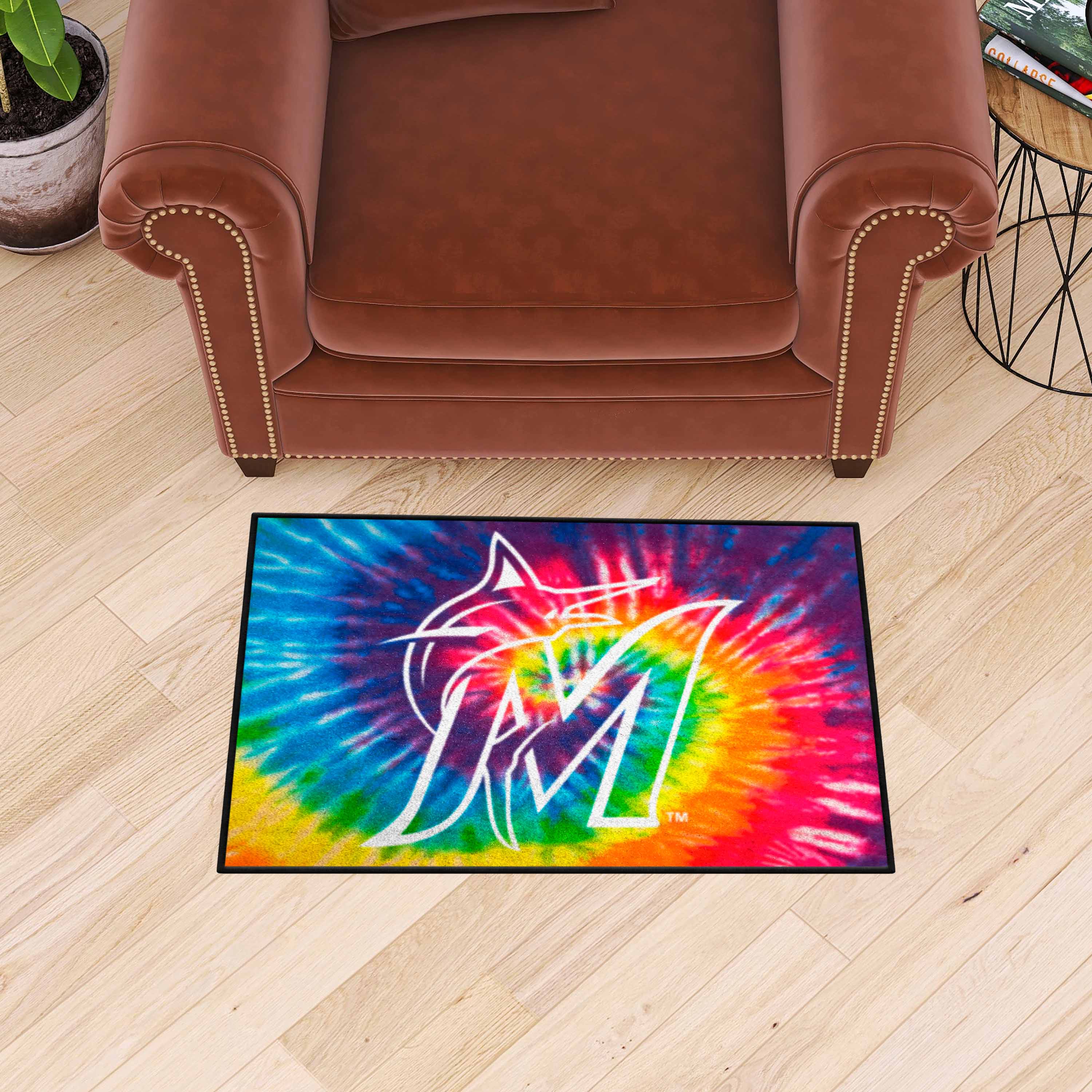 Miami Marlins Tie Dye Starter Mat Accent Rug - 19in. x 30in.