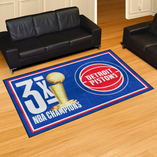 Detroit Pistons Dynasty 5ft. x 8ft. Plush Area Rug - Detroit Pistons