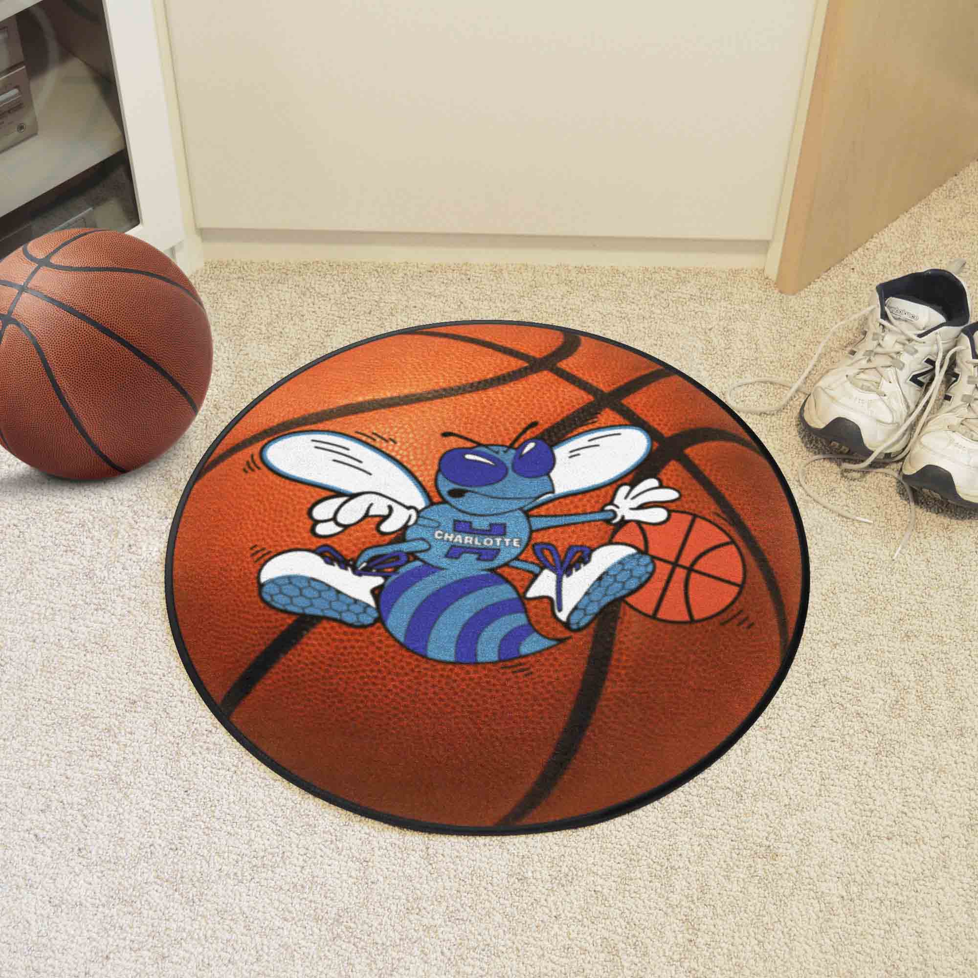 NBA Retro Charlotte Hornets Basketball Rug - 27in. Diameter - Charlotte Hornets