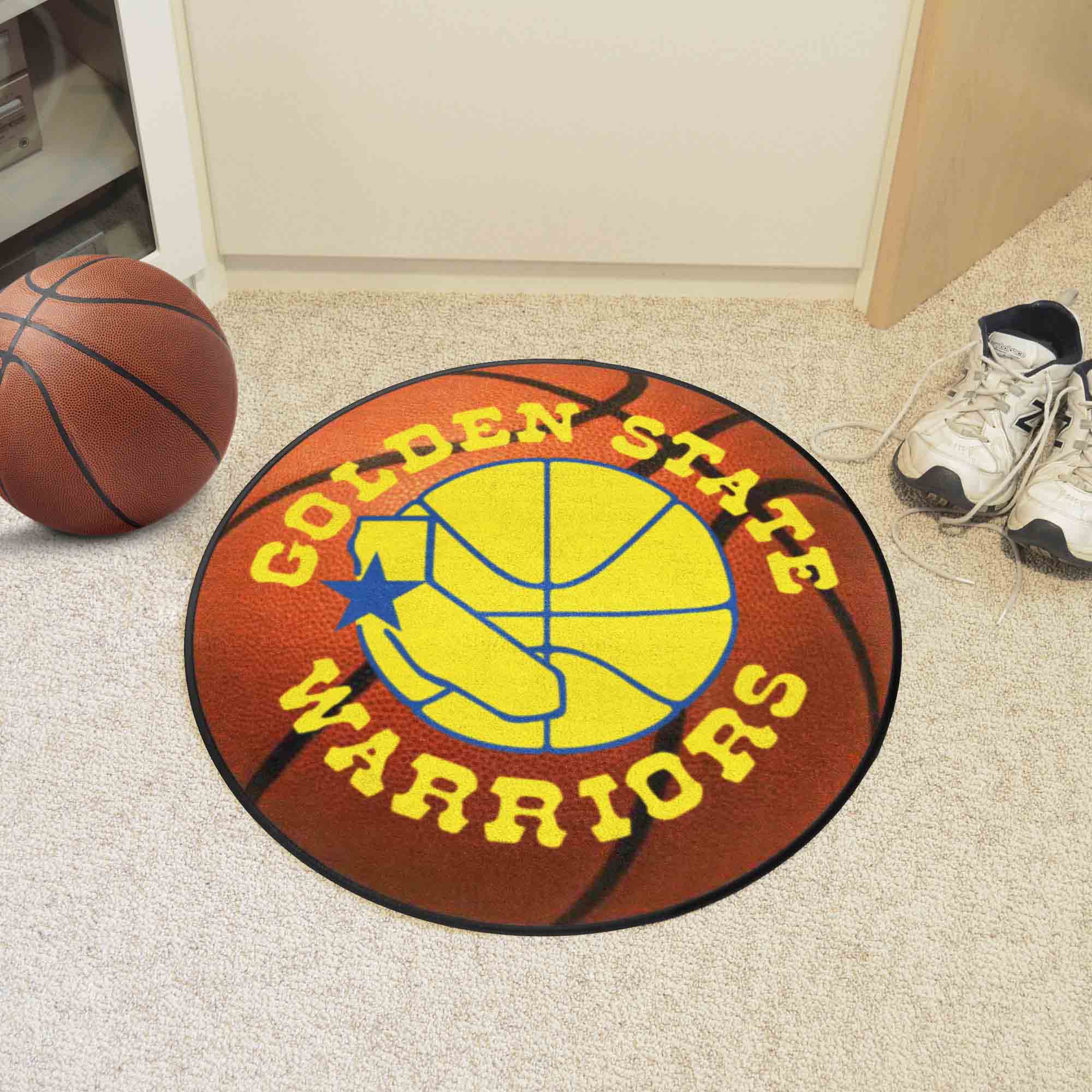 NBA Retro Golden State Warriors Basketball Rug - 27in. Diameter - Golden State Warriors