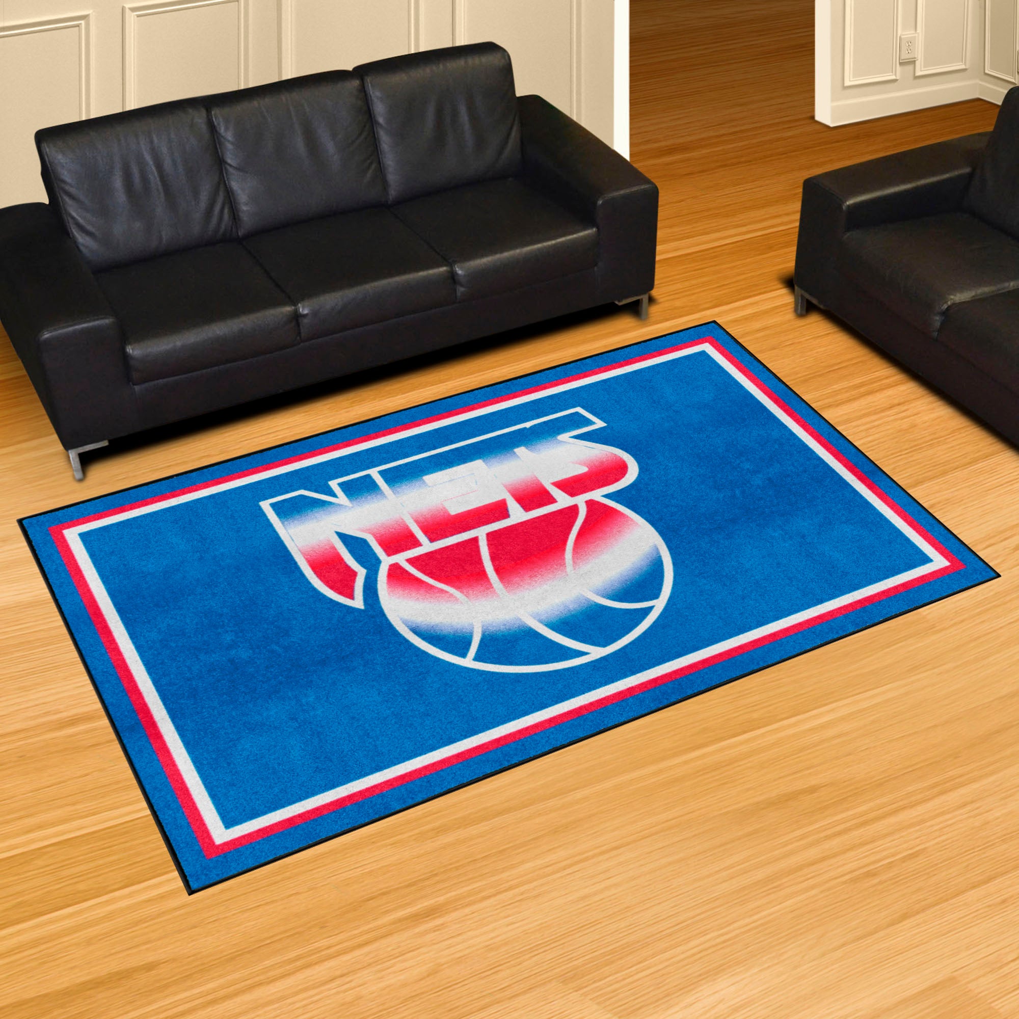 NBA Retro New Jersey Nets 5ft. x 8 ft. Plush Area Rug