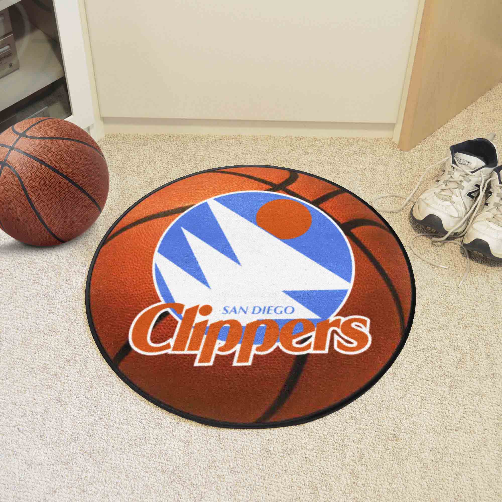 NBA Retro San Diego Clippers Basketball Rug - 27in. Diameter