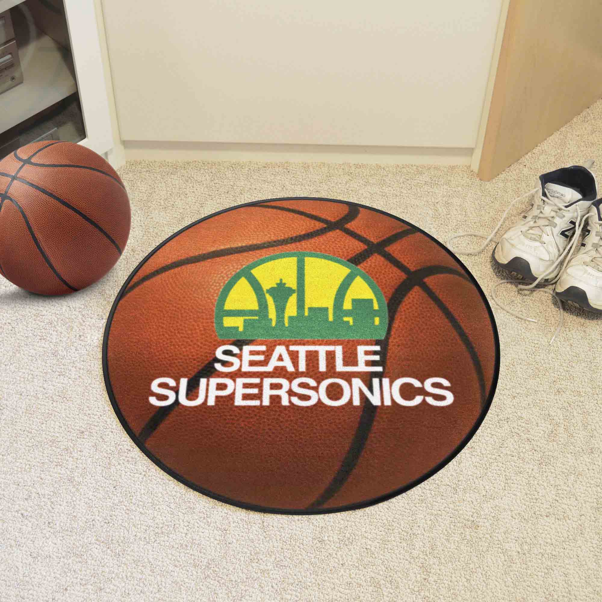 NBA Retro Seattle Supersonics Basketball Rug - 27in. Diameter