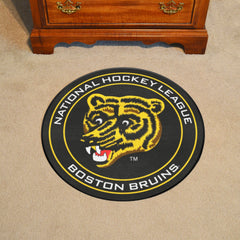 Retro NHL Boston Bruins Hockey Puck Rug - 27in. Diameter - Boston Bruins