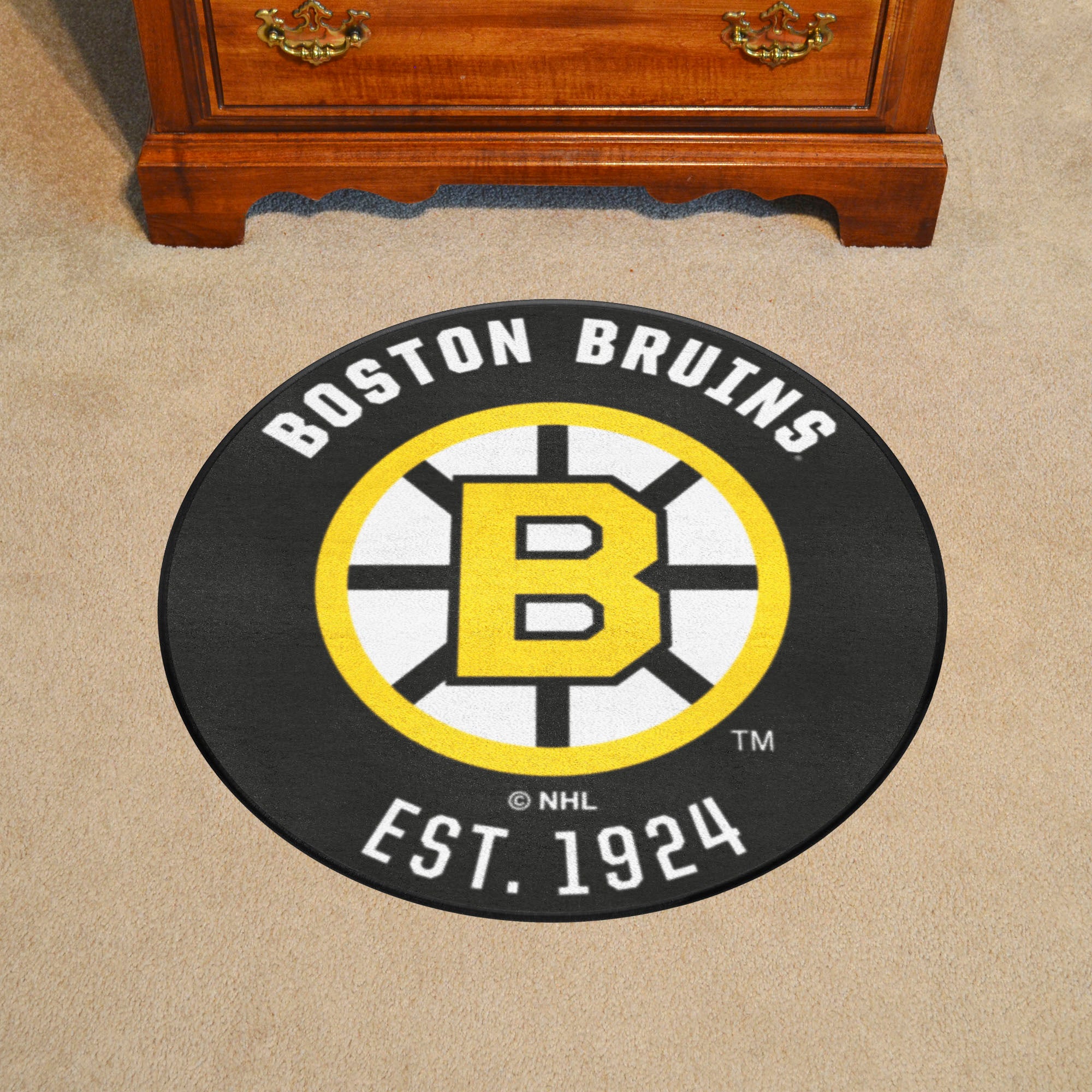 Retro NHL Boston Bruins Roundel Rug - 27in. Diameter