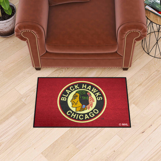 NHLRETRO Chicago Blackhawks Starter Mat Accent Rug - 19in. x 30in. - Chicago Blackhawks